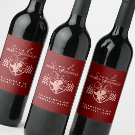 シングルレディ・トゥ・ミンゲル・キューピッド・レッド・バレンタインパーティー ワインラベル