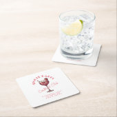 シングル女子のバレンタインデーパーティー ピンクカクテル スクエアペーパーコースター (インサイチュ)