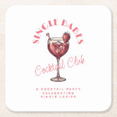 シングル女子のバレンタインデーパーティー ピンクカクテル スクエアペーパーコースター (正面)