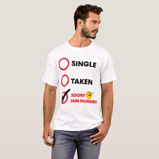 シングル彼氏募集中 ごめん今お腹すいてる絵文字 Tシャツ (正面フル)