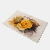 シングル ウォーターカラー イエローローズ ドア マット (アングル)