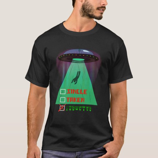 シングル エイリアン誘拐バレンタインデー ジョーク Tシャツ (正面)
