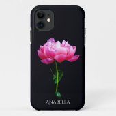 シングル エレガント ピンクの芍薬 名入れ Case-Mate iPhoneケース (裏面)