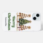 シングル クリスマスツリー 水彩 レオパード柄 Case-Mate iPhoneケース (裏面 (横))