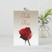 シングル レッド ローズ ウェディング テーブル ナンバー カード (スタンド正面)