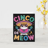 シンコおもしろい・デ・マヨメキシコ猫とソンブレロ・メンズ カード (黄色い花)