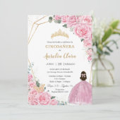 シンコアニエラピンクローゼスフローラ金ゴールドプリンセスクラウン 招待状 (スタンド正面)