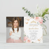 シンコアニラ赤面ピンクフローラ蝶の写真 招待状 (スタンド正面)