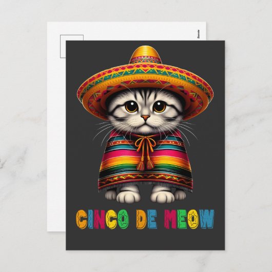 シンコデマヨおもしろいメキシコ猫ソンブレロ・ミウ シーズンポストカード (正面/裏面)