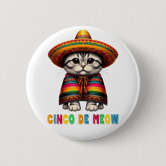 シンコデマヨおもしろいメキシコ猫ソンブレロ・ミウ 缶バッジ (正面)