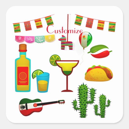 シンコデマヨお祝いサンダー_コーブ スクエアシール (正面)