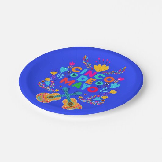 シンコデマヨの花とギター ペーパープレート (アングル)