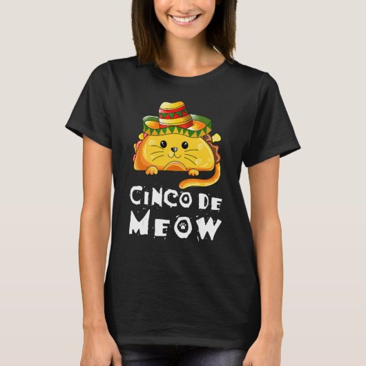 シンコデマヨキャットタコスメキシコパーティー Tシャツ (正面)