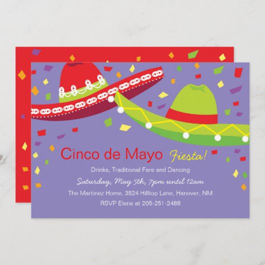 シンコデマヨソンブレロフィエスタ招待状 招待状 (正面/裏面)
