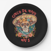 シンコデマヨチワワSombrero & Serapeを着た ペーパープレート (正面)