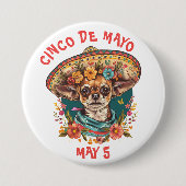 シンコデマヨチワワSombrero & Serapeを着た 缶バッジ (正面)