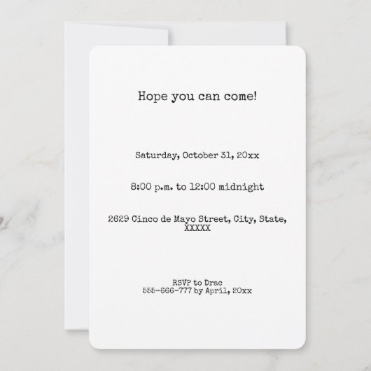 シンコデマヨパーティの招待状メキシカンハットグローブ 招待状 (裏面)