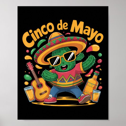 シンコデマヨフィエスタパーティー5 De Mayo おもしろい Mexican ポスター (正面)