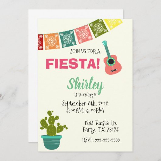 シンコデマヨフィエスタ誕生日ガール招待状 招待状 (正面/裏面)