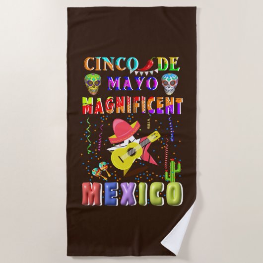 シンコデマヨマニピカルメキシコ ビーチタオル (正面)