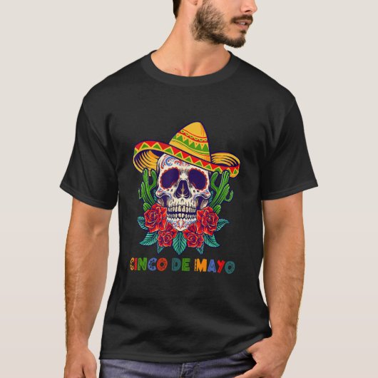 シンコデマヨメキシカンクロスサングラススカルムスタ Tシャツ (正面)