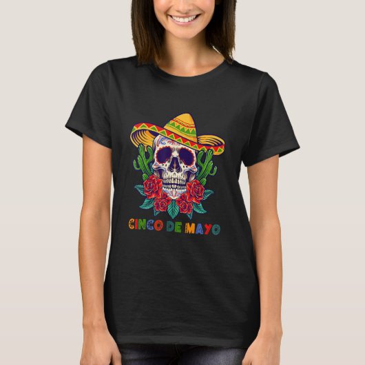 シンコデマヨメキシカンクロスサングラススカルムスタ Tシャツ (正面)