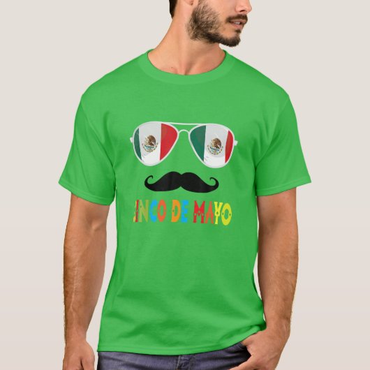 シンコデマヨメキシコ国旗の口ひげおもしろい Tシャツ (正面)