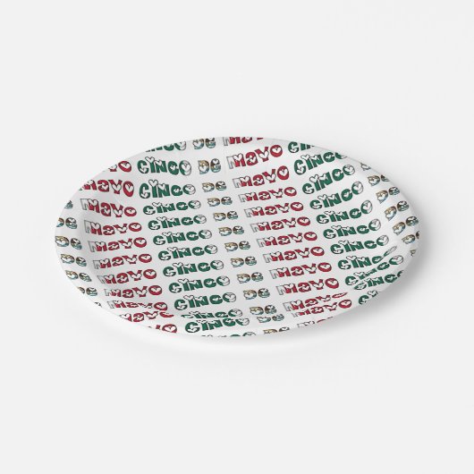 シンコデマヨメキシコ国旗の色タイポグラフィ ペーパープレート (アングル)