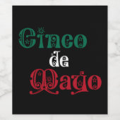 シンコデマヨメキシコ国旗の色タイポグラフィ ワインラベル (シングルラベル)