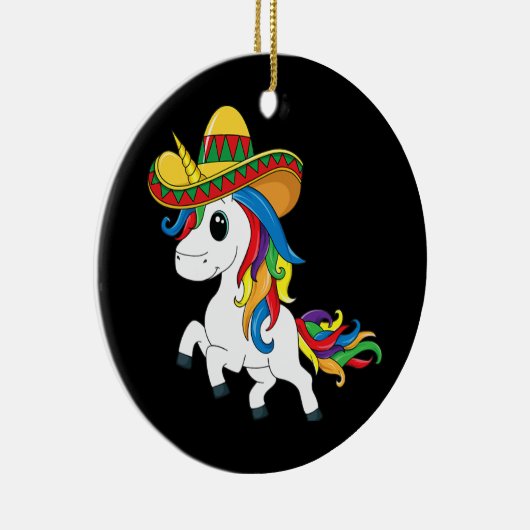 シンコデマヨユニコーンメキシコソンブレロハット セラミックオーナメント (右)