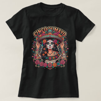 シンコデマヨ シュガースカル シャツ 女性用 メキシカン ファッション