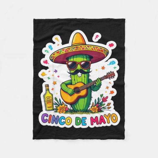 シンコデマヨ ジョーク サングラス メキシコ サボテン フリースブランケット (正面)