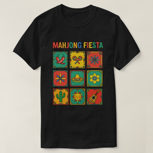 シンコデマヨ マージャン フィエスタ タイル Tシャツ (デザイン正面)