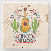 シンコデメイカラフルメキシカンホリデーデザイン ストーンコースター (正面)