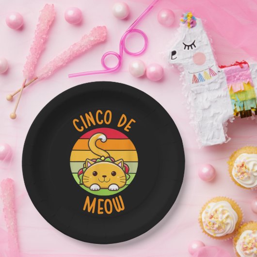 シンコデメオシンコデマヨタコスおもしろい猫好き ペーパープレート (パーティー)