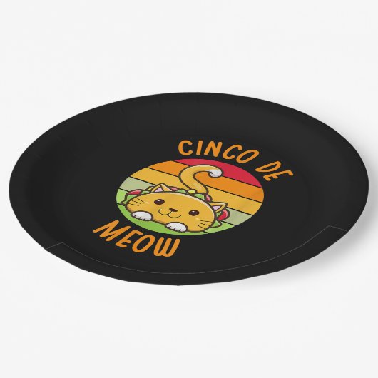 シンコデメオシンコデマヨタコスおもしろい猫好き ペーパープレート (アングル)