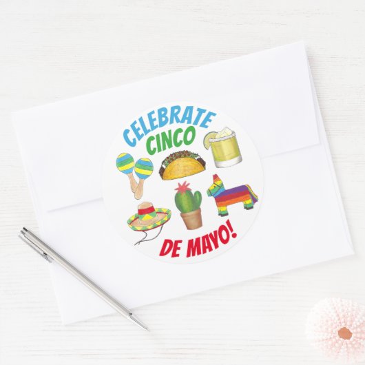 シンコ祝デマヨフィエスタタコピニャタサボサボサボテン ラウンドシール (封筒)