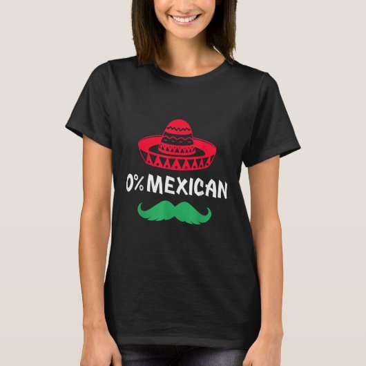 シンコ・デ用のソンブレロと口ひげ付きのメキシコの0% Tシャツ (正面)