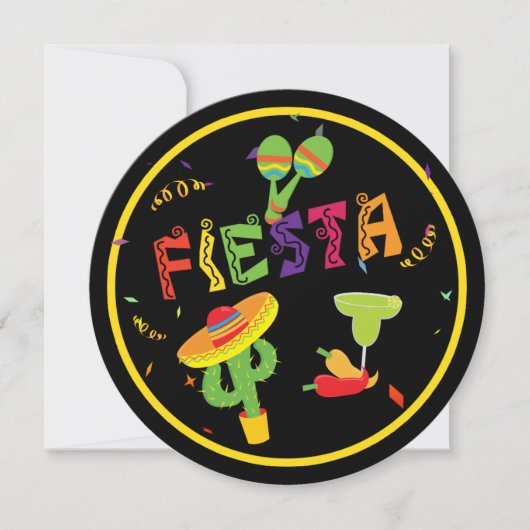 シンコ・デ・マヨのお祝いパーティー招待状 FIESTA 招待状 (正面)