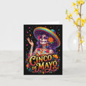 シンコ・デ・マヨの女の子 メキシコのフィエスタ 5月5日 _5 カード (黄色い花)
