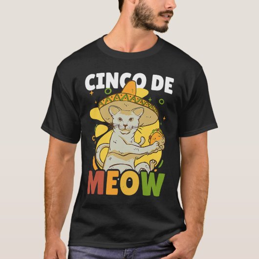 シンコ・デ・マヨの猫とミャオのシンコ Tシャツ (正面)