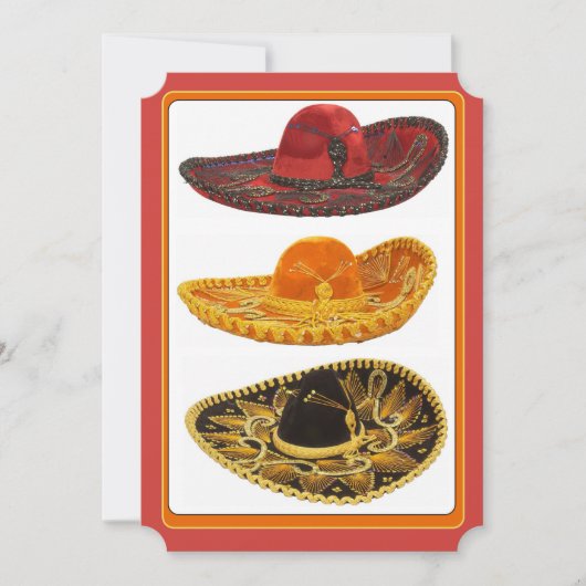 シンコ・デ・マヨパーティーの招待状 ソンブレロ 招待状 (正面)
