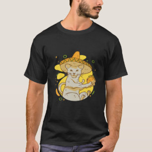 シンコ・デ・マヨメキシコのタコ・キャット（ソンブレロ・グラフ付） Tシャツ