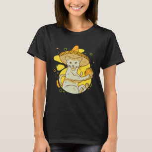 シンコ・デ・マヨメキシコのタコ・キャット（ソンブレロ・グラフ付） Tシャツ