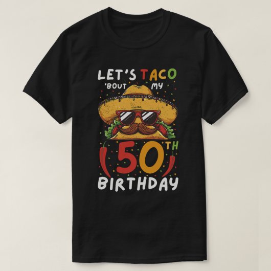 シンコ・デ・マヨ50歳の誕生日タコ年齢50メキシカンビ Tシャツ (デザイン正面)