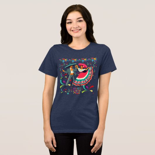 シンコ デ マヨ カラーの波ダークネイビー トライブレンドＴシャツ (正面全面)