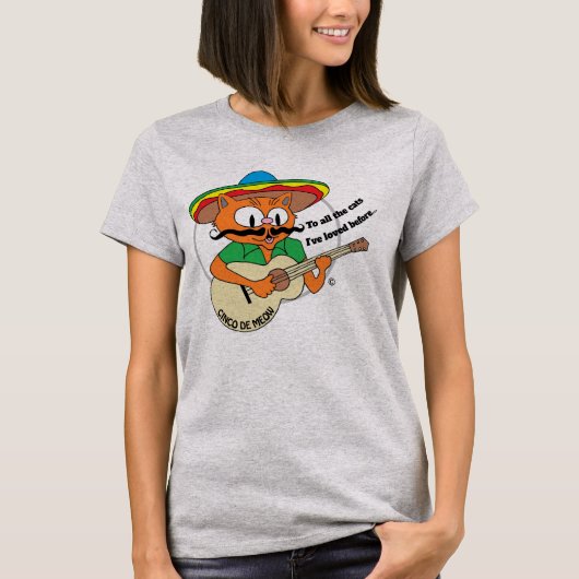 シンコ・デ・マヨ カートゥーン 猫 笑える Tシャツ (正面)