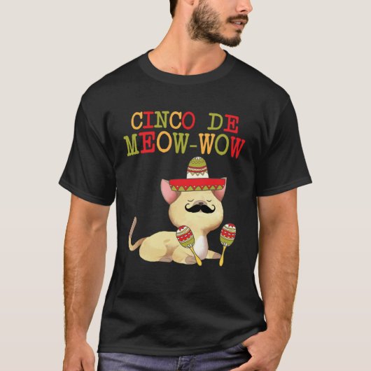 シンコ・デ・マヨ シンコ・デ・ニャー・ワオTシャツ 猫 子供 Tシャツ (正面)