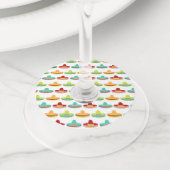 シンコ・デ・マヨ・ソンブレロ・マリアチ・メキシコ文化 ワイングラスタグ (クローズアップ)