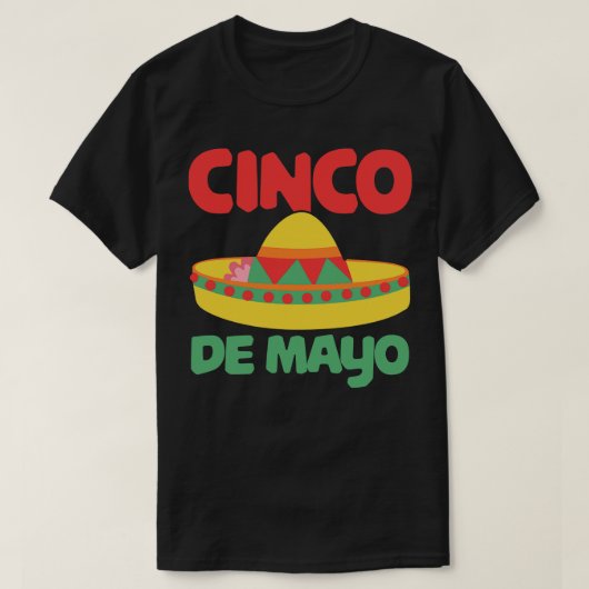 シンコ・デ・マヨ・ソンブレロ・メキシコ Tシャツ (デザイン正面)